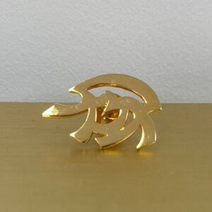 Sculptural Gold Brooch with Organic Design